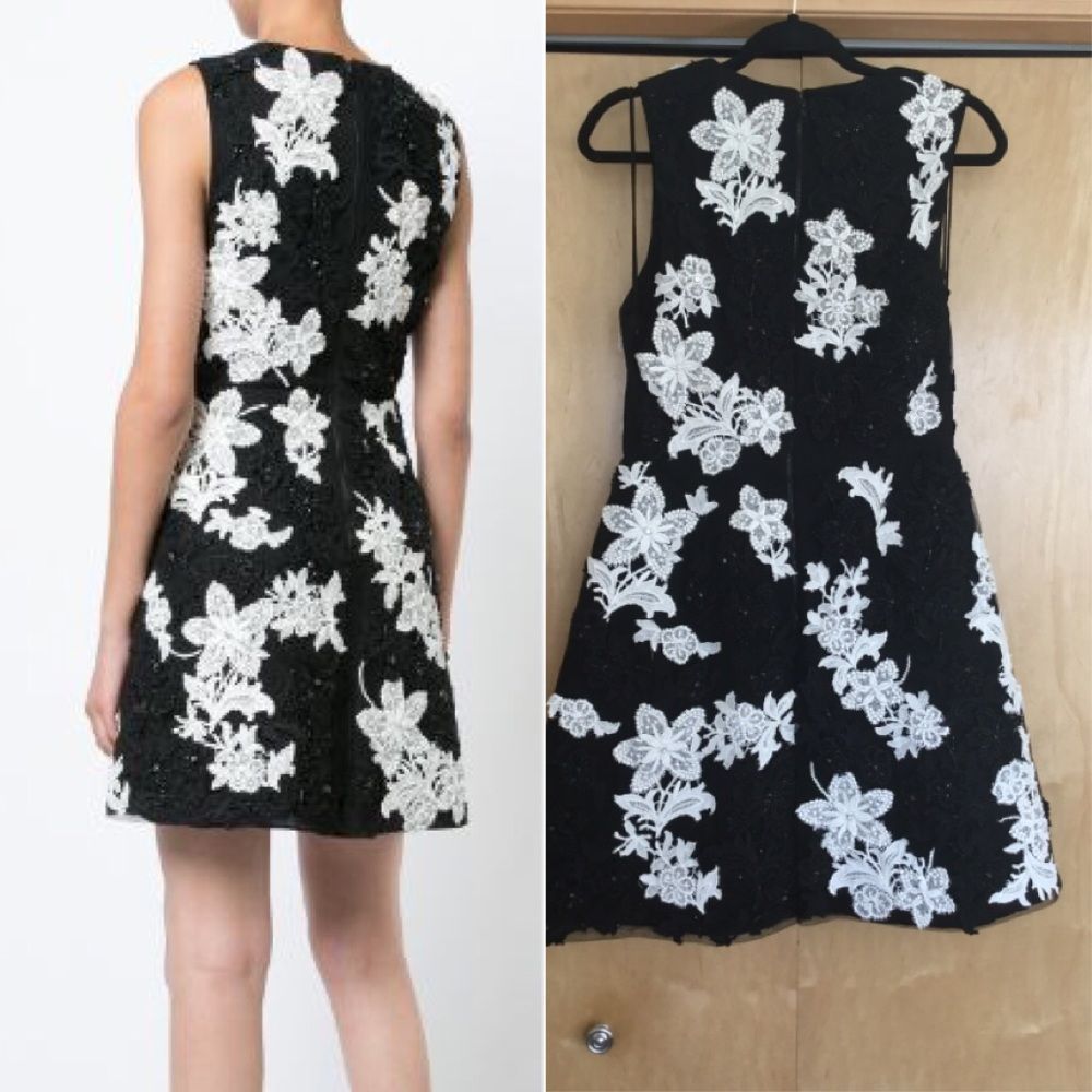 Alice&Olivia Black/cream Pamela tulle mini dress - Picture 2 of 8